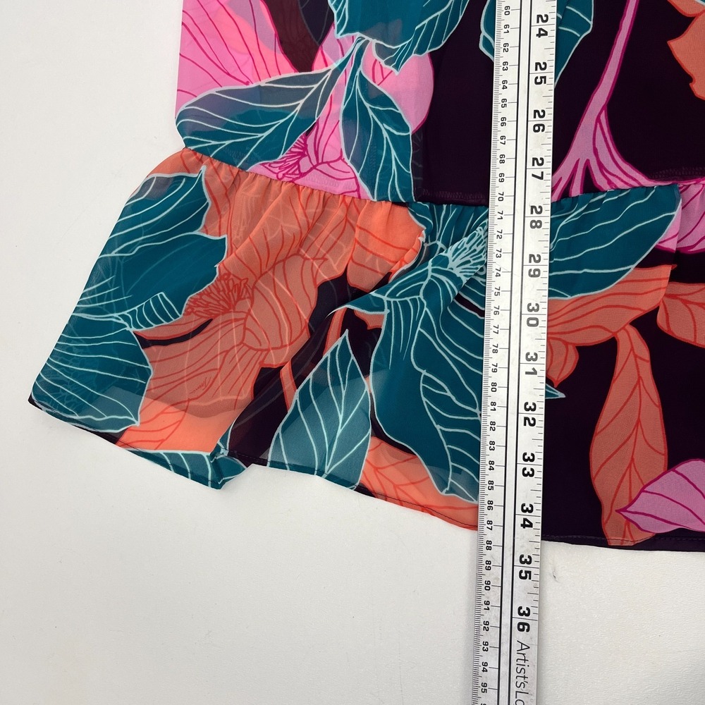 Trina Turk Rhapsodic Mini Dress Pink Green Tropical Floral Sz M Resortwear Party - Picture 12 of 15